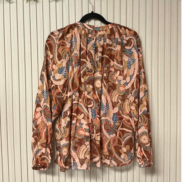 A.L.C. Women’s Botanical Tie Neck Silk Blouse Size 10 - Picture 2 of 5